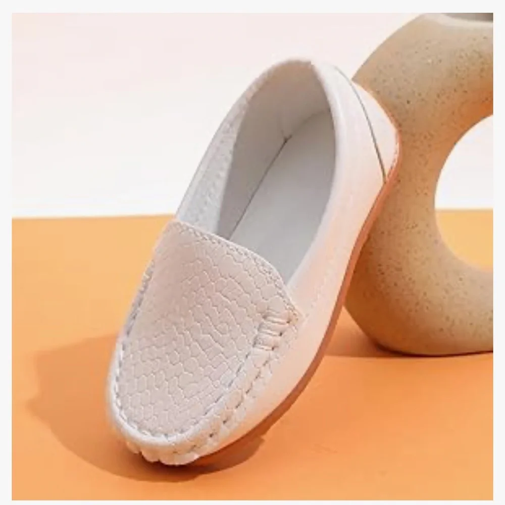 Toddler Little Kid Boys Girls Soft Slip On Loafers Dress Flat Shoes White